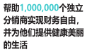 帮助1,000,000个独立分销商实现财务自由，并为他们提供健康美丽的生活